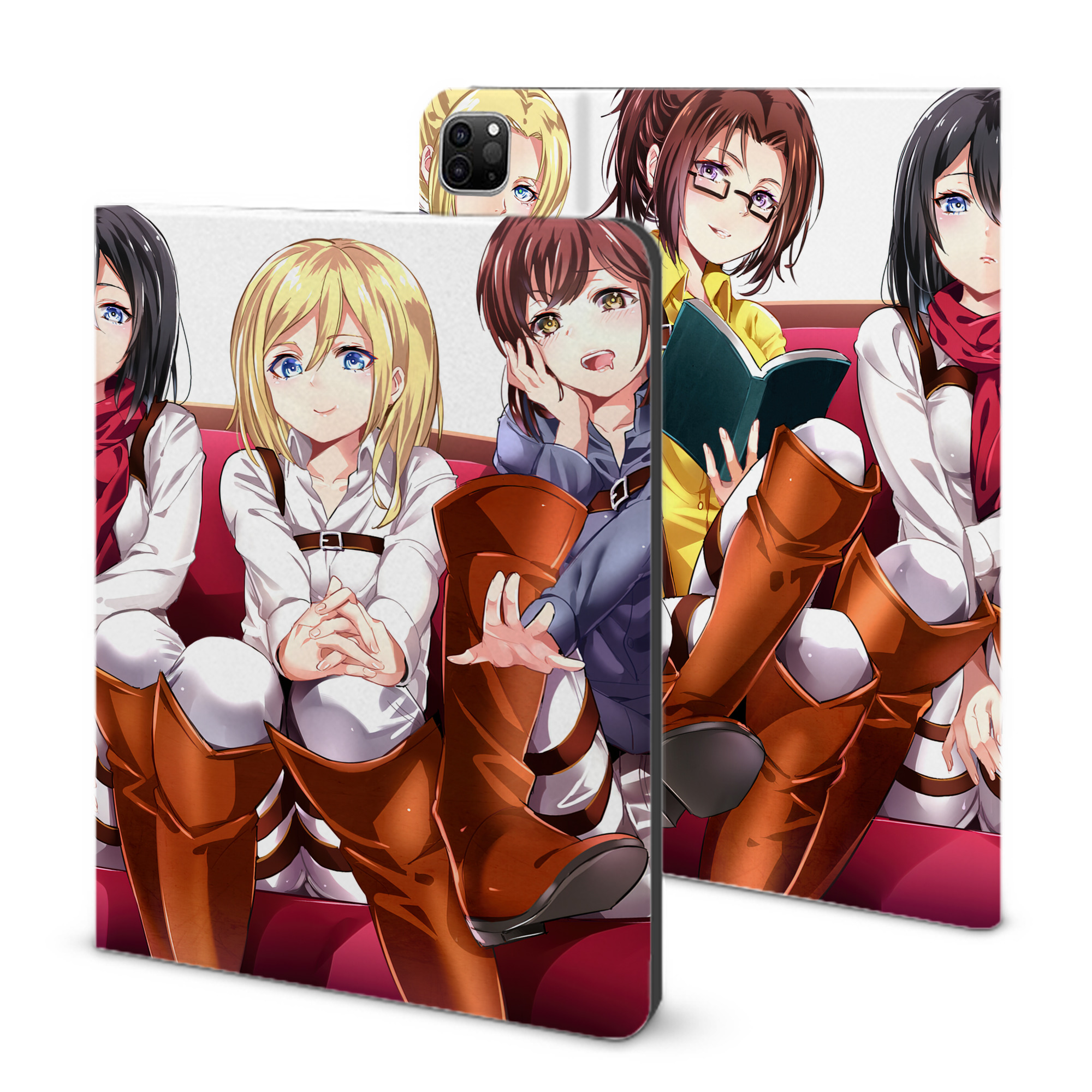 （画像用） 進撃の巨人 Attack on Titan IPad ケース ブック型 PUレザー TPU 耐衝撃 軽量 薄型 ペン収納なし 全面保護 IPad 各モデル対応